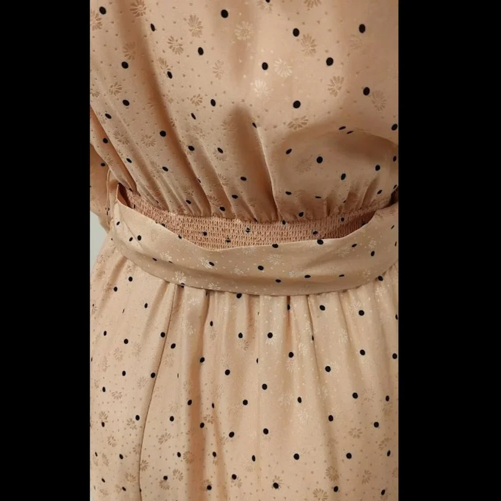 Sézane Pink Printed Silk Long-Sleeve Midi Dress Size: XS - Picture 12 of 13
